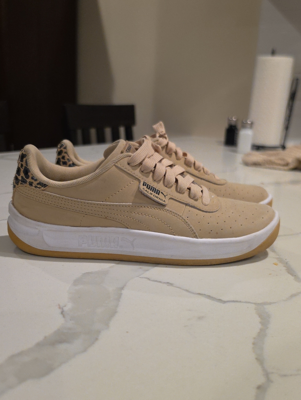 Puma Sand Low-Top Sneakers with Leopard Heel